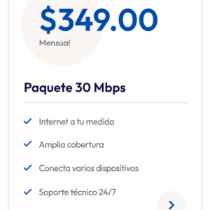 Paquete 30 Mbps Fibra óptica
