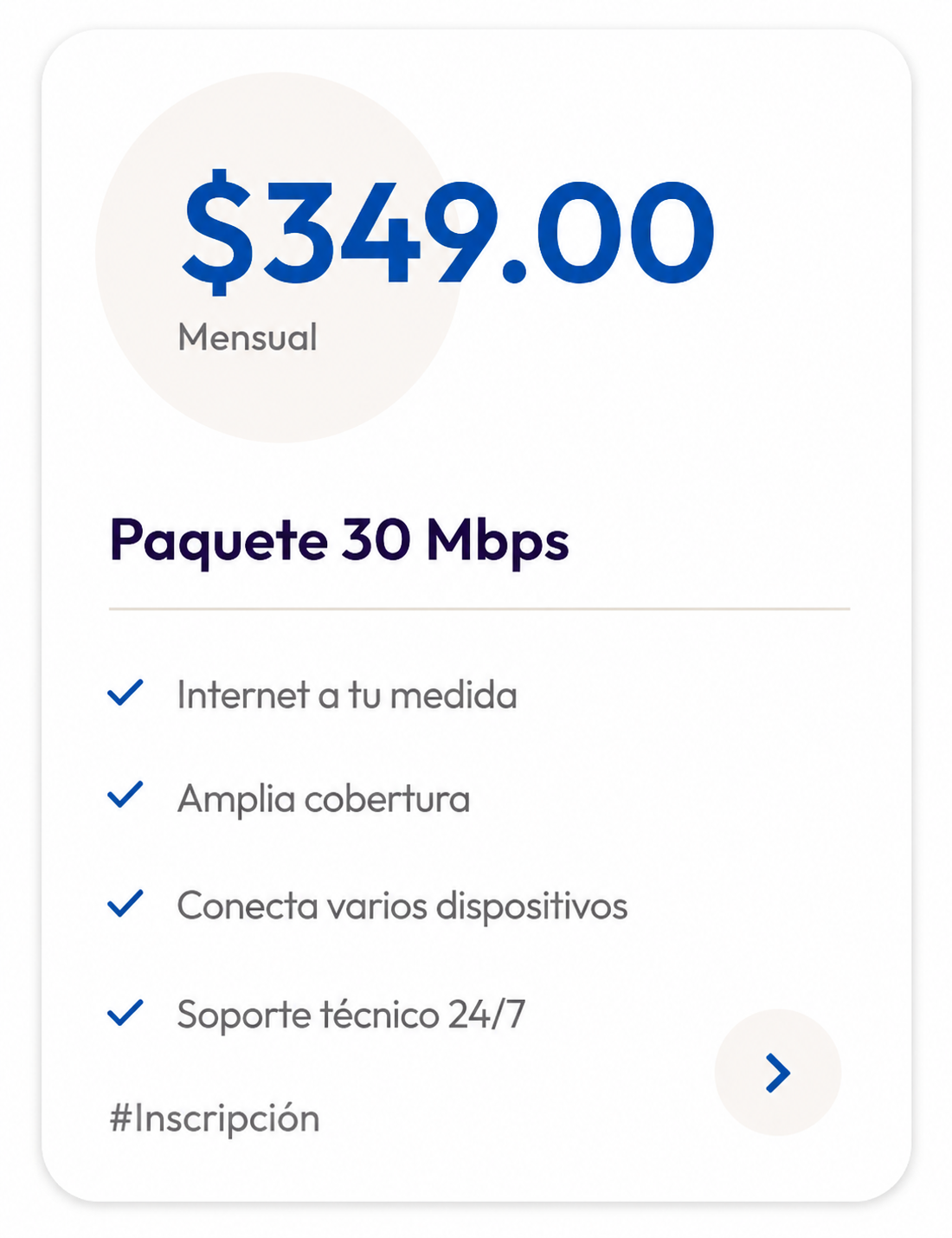 Paquete 30 Mbps Fibra óptica
