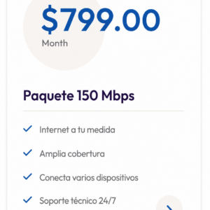 Paquete 150 Mbps Fibra óptica