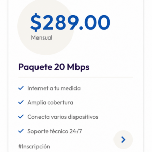Paquete 20 Mbps Fibra óptica