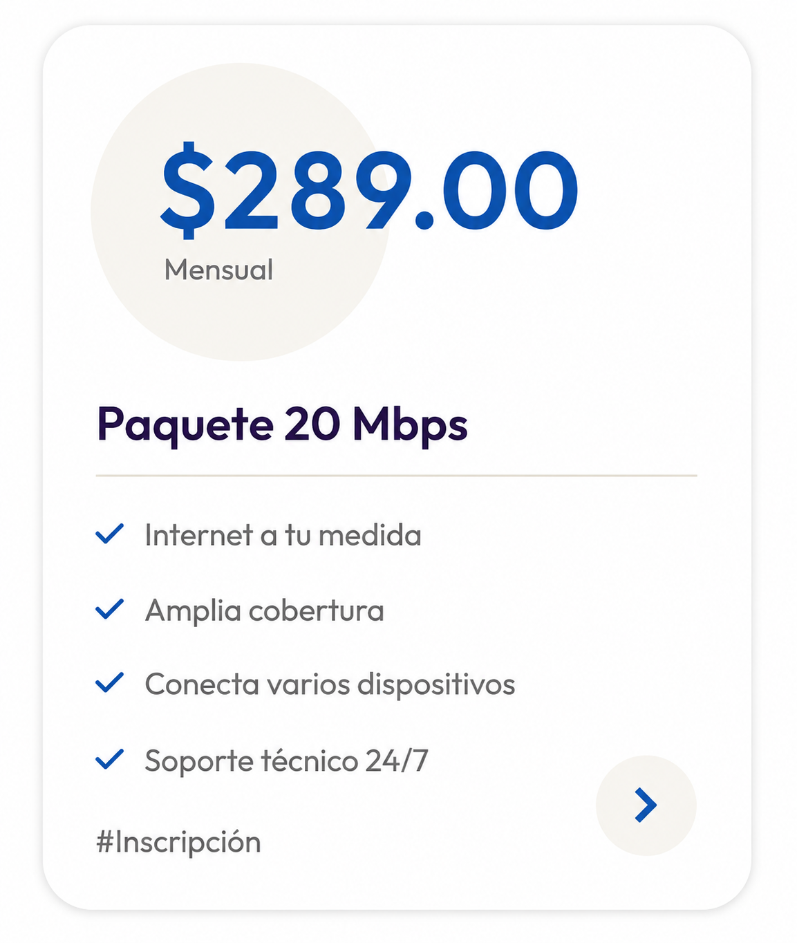 Paquete 20 Mbps Fibra óptica