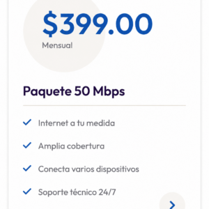 Paquete 50 Mbps Fibra óptica