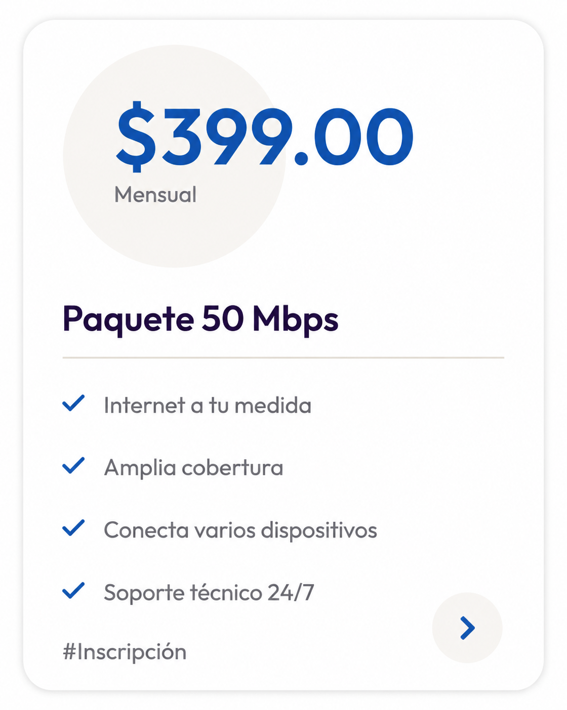 Paquete 50 Mbps Fibra óptica