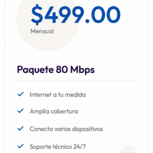 Paquete 80 Mbps Fibra óptica