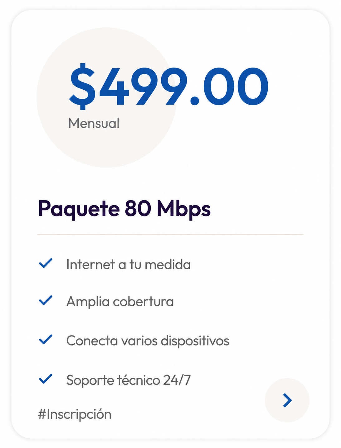 Paquete 80 Mbps Fibra óptica